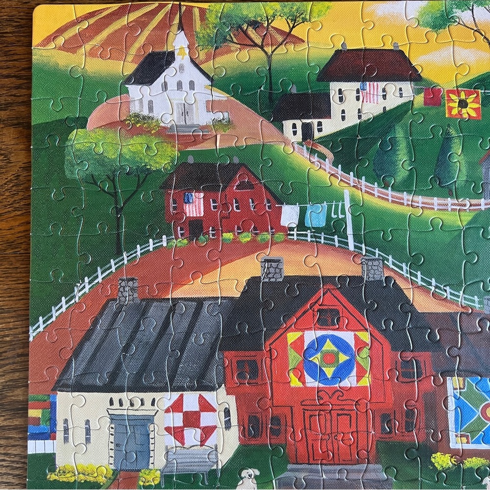 “Sunrise Colorful Country Quilt” Cheryl Bartley Americana 300 Piece Puzzle - Picture 4 of 15